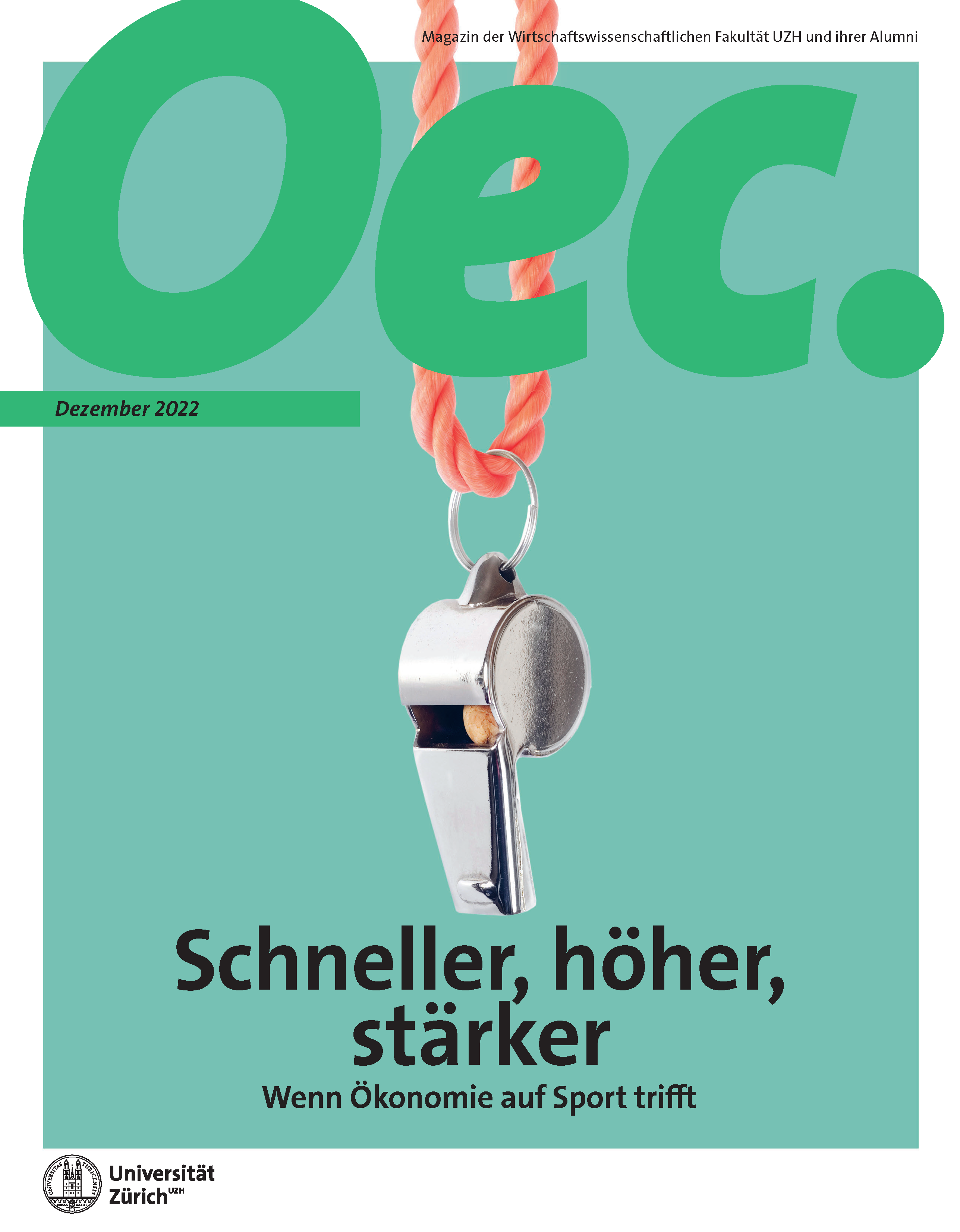 Cover Oec. Magazine issue 18, title "Faster, higher, stronger - When economics meets sport"
