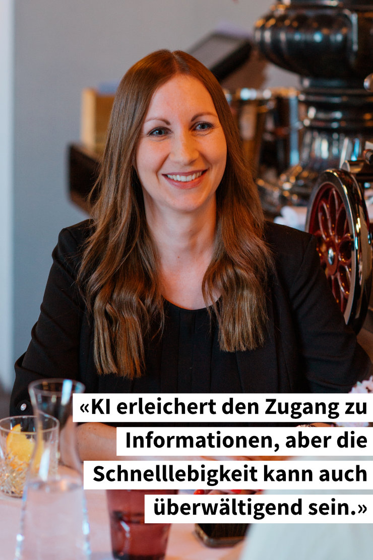 Corinne Zitat: «KI erleichert den Zugang zu Informationen, aber die Schnelllebigkeit kann auch überwältigend sein.»